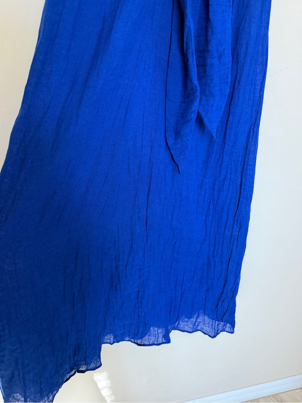 Zara Women's Royal Blue Halter Tie-Front Linen Maxi Dress - Picture 6 of 10